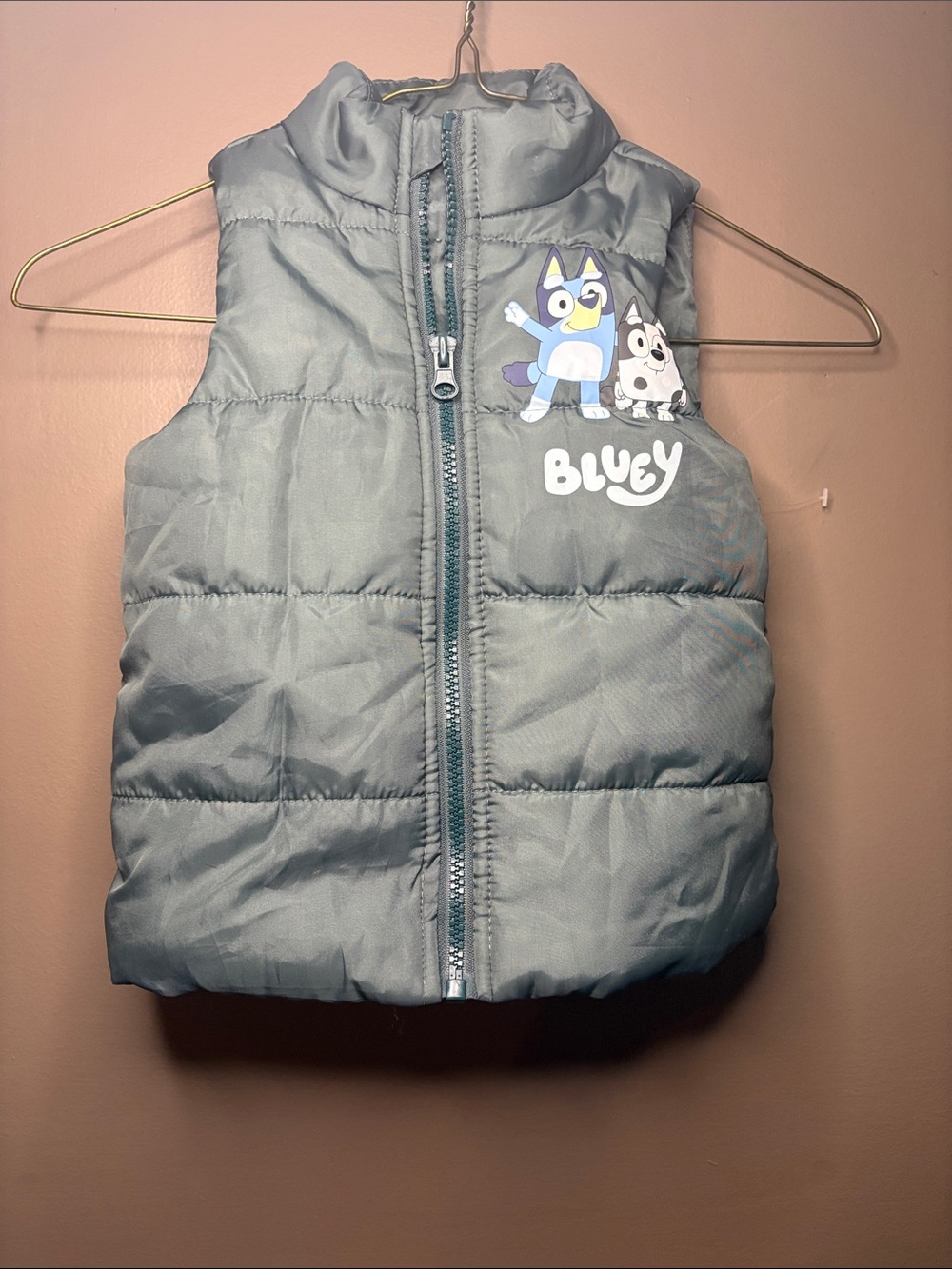 Bluey Puffer Vest for Toddler hunter green